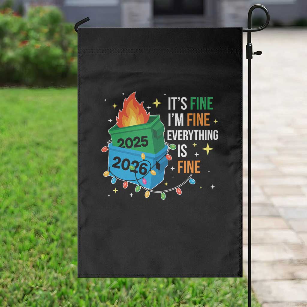 Dumpster Fire Christmas Garden Flag Funny It's Fine I'm Fine Everything Is Fine - Wonder Print Shop