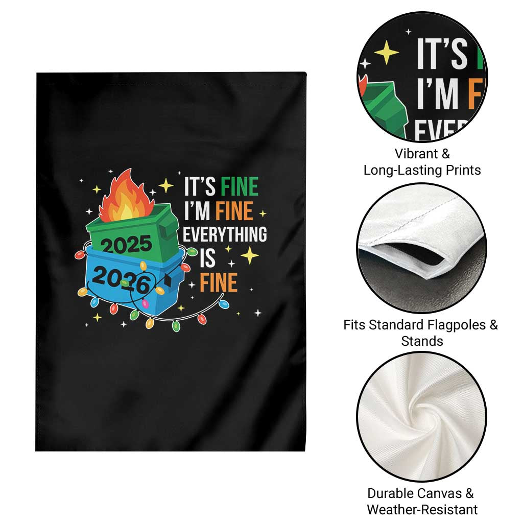 Dumpster Fire Christmas Garden Flag Funny It's Fine I'm Fine Everything Is Fine - Wonder Print Shop