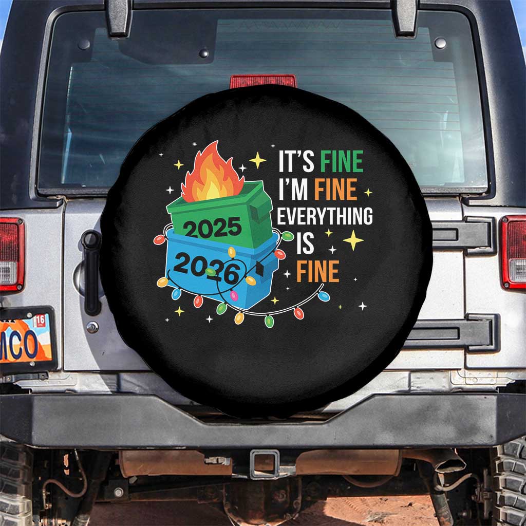 Dumpster Fire Christmas Spare Tire Cover Funny It's Fine I'm Fine Everything Is Fine - Wonder Print Shop