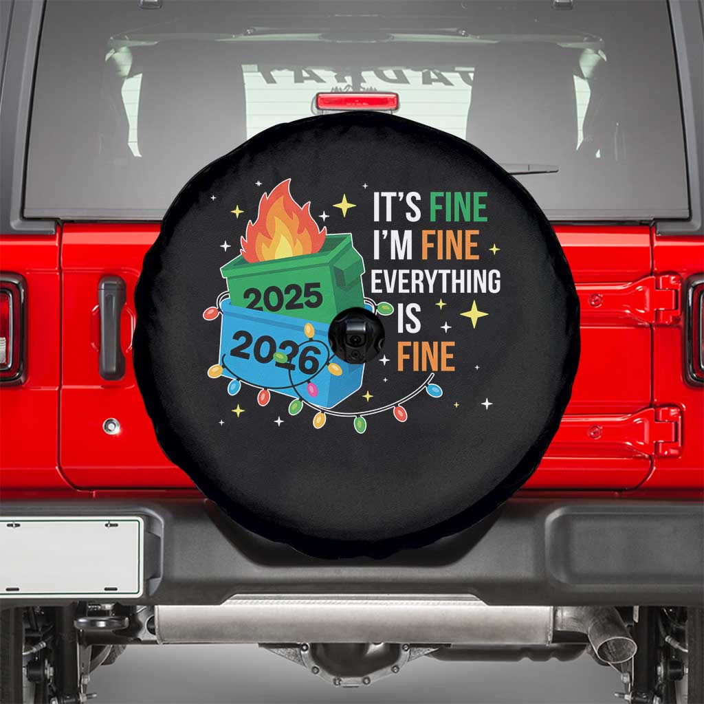 Dumpster Fire Christmas Spare Tire Cover Funny It's Fine I'm Fine Everything Is Fine - Wonder Print Shop