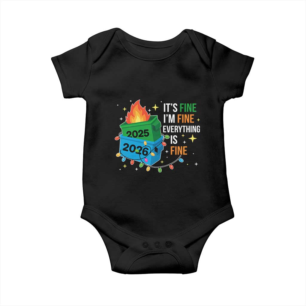 Dumpster Fire Christmas Baby Onesie Funny It's Fine I'm Fine Everything Is Fine - Wonder Print Shop