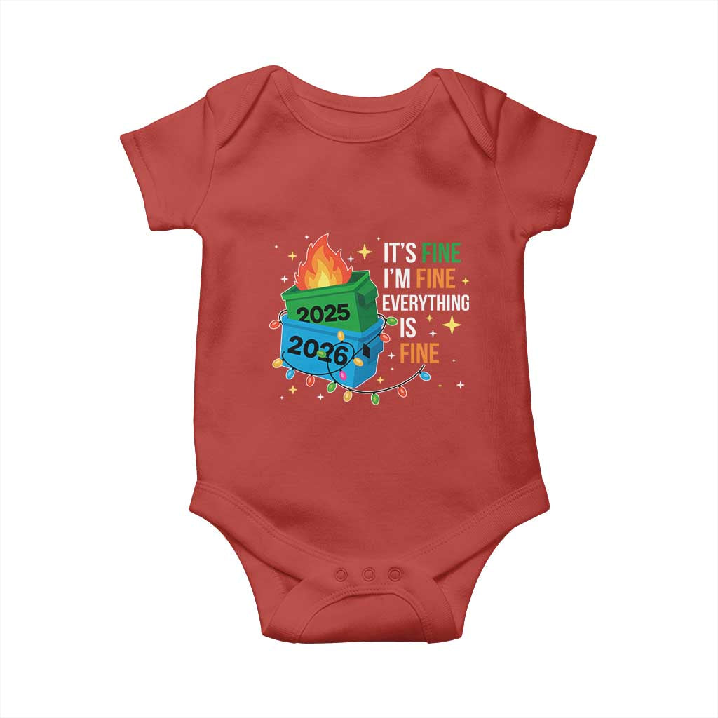 Dumpster Fire Christmas Baby Onesie Funny It's Fine I'm Fine Everything Is Fine - Wonder Print Shop