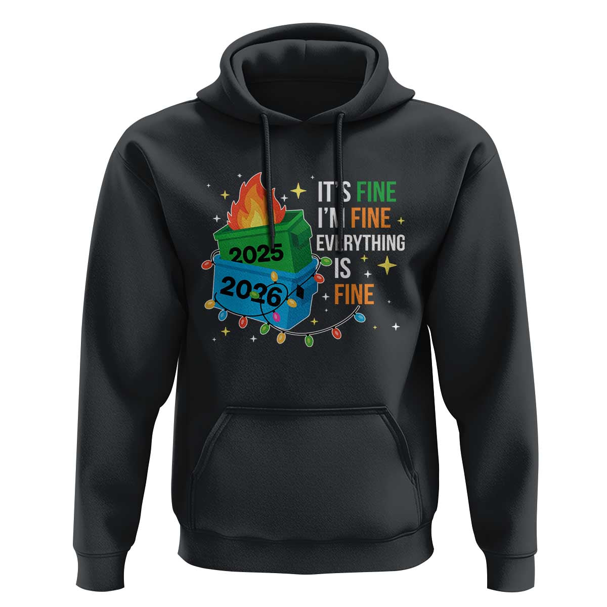 Dumpster Fire Christmas Hoodie Funny It's Fine I'm Fine Everything Is Fine - Wonder Print Shop
