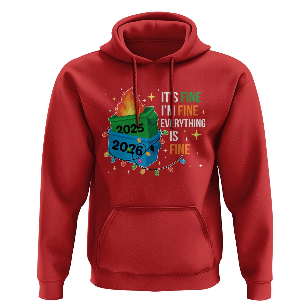 Dumpster Fire Christmas Hoodie Funny It's Fine I'm Fine Everything Is Fine - Wonder Print Shop