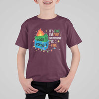 Dumpster Fire Christmas T Shirt For Kid Funny It's Fine I'm Fine Everything Is Fine - Wonder Print Shop