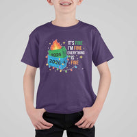 Dumpster Fire Christmas T Shirt For Kid Funny It's Fine I'm Fine Everything Is Fine - Wonder Print Shop