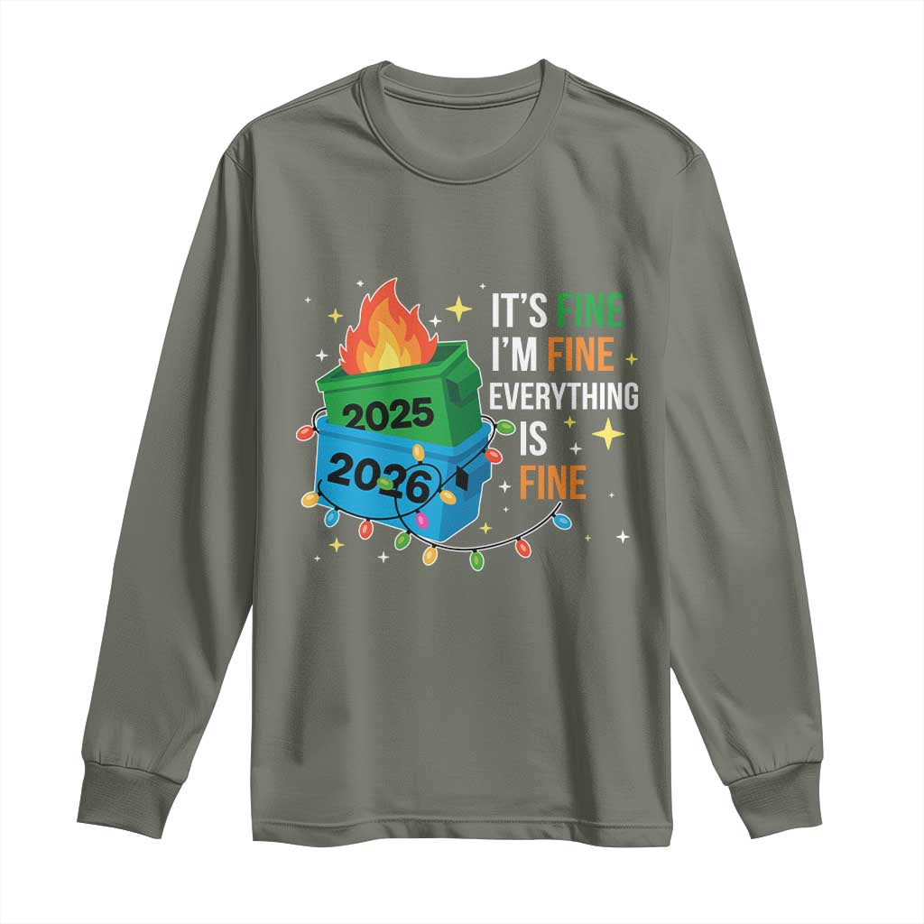 Dumpster Fire Christmas Long Sleeve Shirt Funny It's Fine I'm Fine Everything Is Fine - Wonder Print Shop