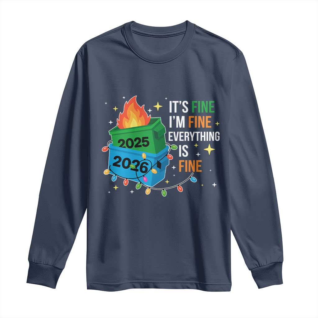 Dumpster Fire Christmas Long Sleeve Shirt Funny It's Fine I'm Fine Everything Is Fine - Wonder Print Shop