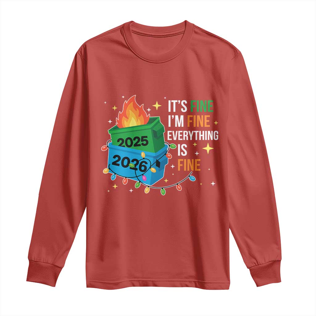 Dumpster Fire Christmas Long Sleeve Shirt Funny It's Fine I'm Fine Everything Is Fine - Wonder Print Shop