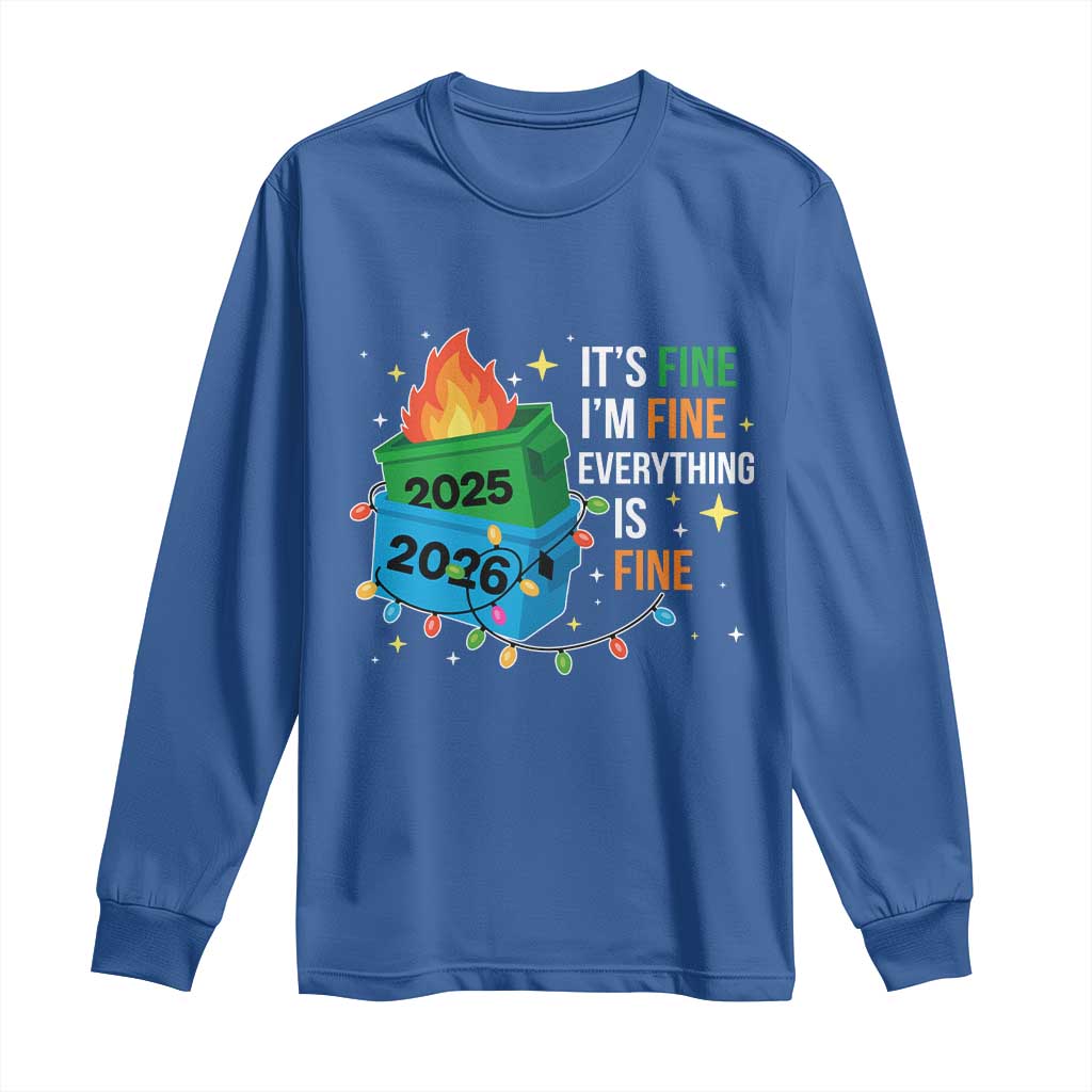 Dumpster Fire Christmas Long Sleeve Shirt Funny It's Fine I'm Fine Everything Is Fine - Wonder Print Shop
