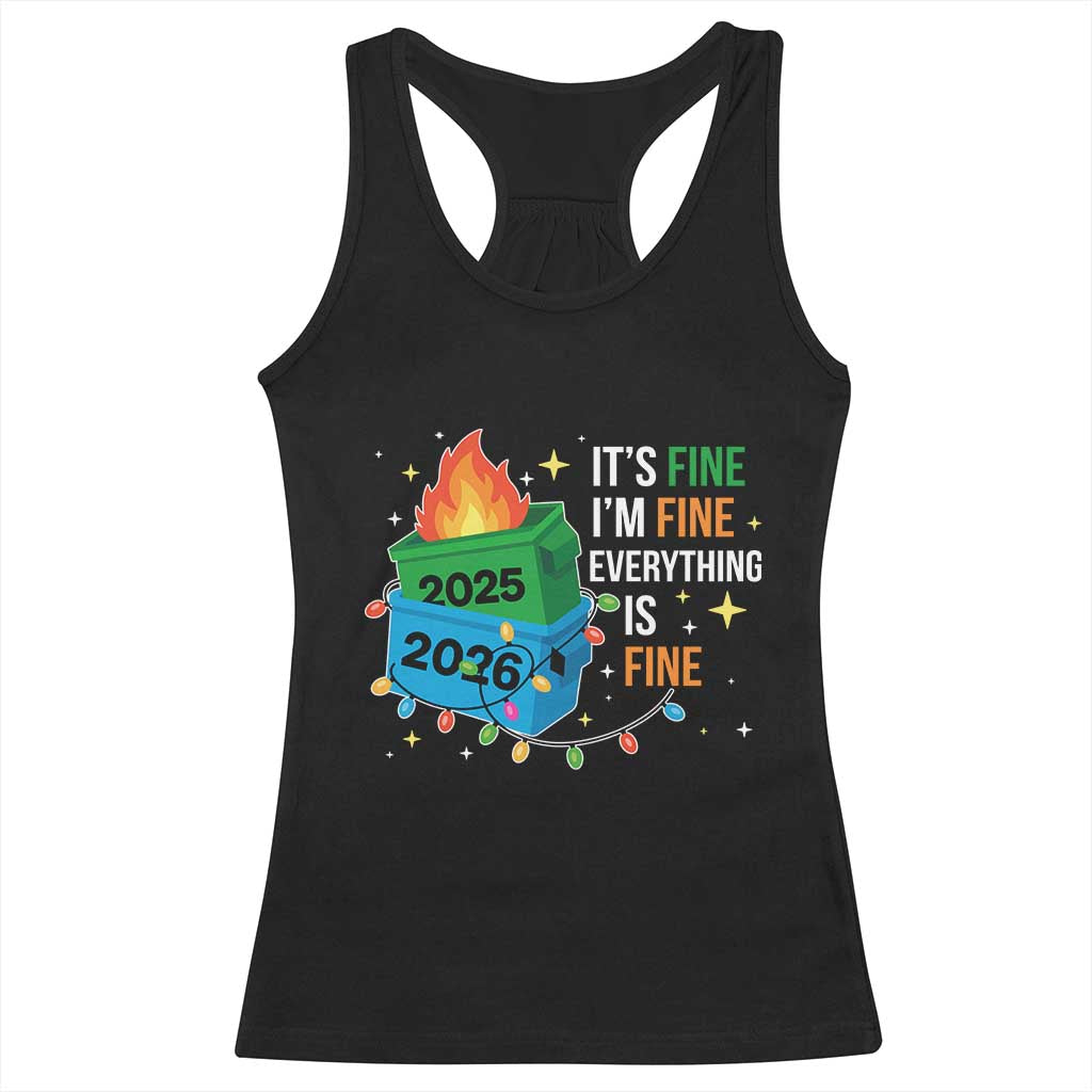 Dumpster Fire Christmas Racerback Tank Top Funny It's Fine I'm Fine Everything Is Fine - Wonder Print Shop