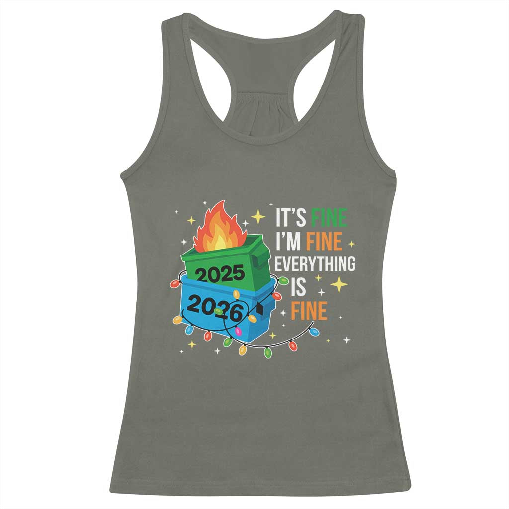 Dumpster Fire Christmas Racerback Tank Top Funny It's Fine I'm Fine Everything Is Fine - Wonder Print Shop