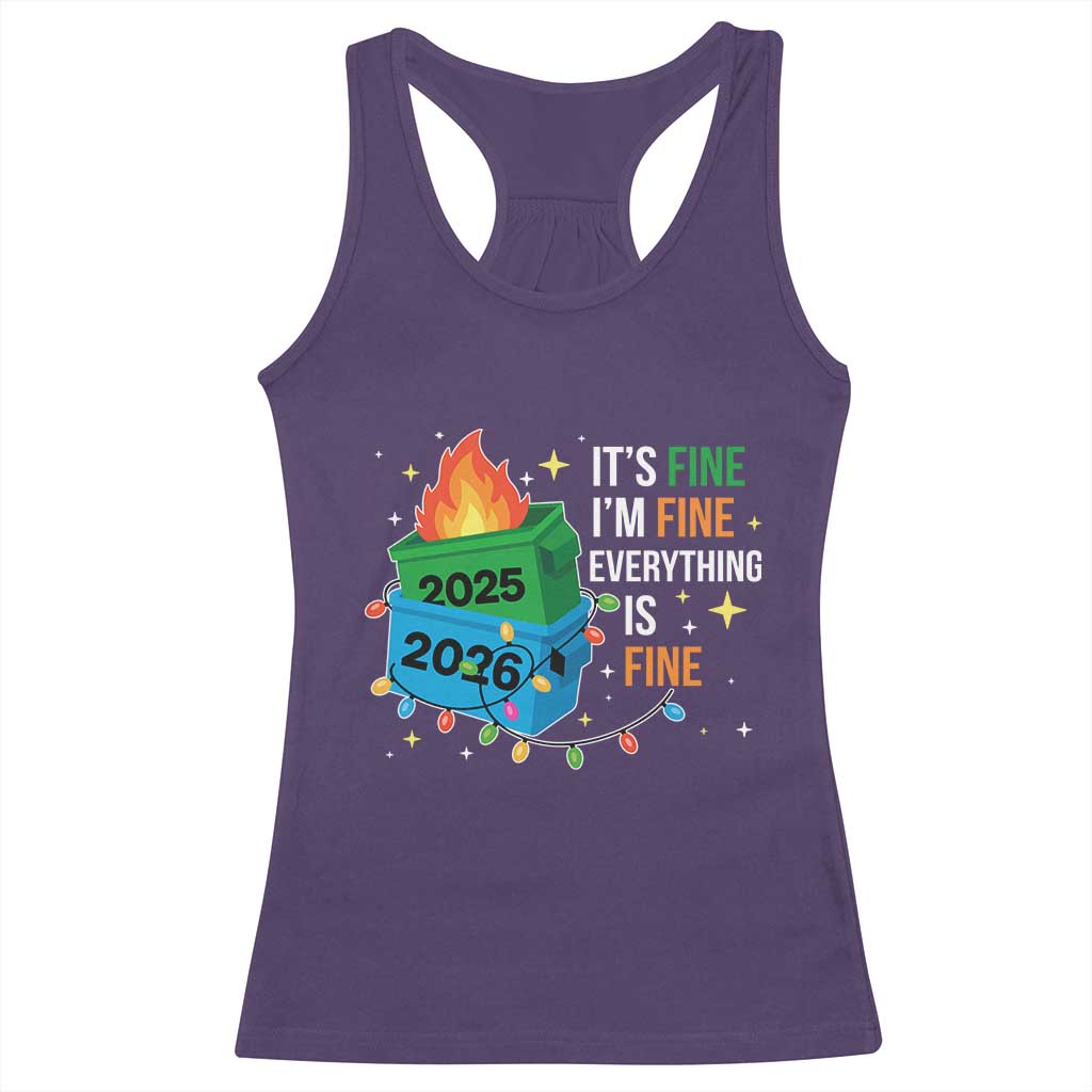 Dumpster Fire Christmas Racerback Tank Top Funny It's Fine I'm Fine Everything Is Fine - Wonder Print Shop