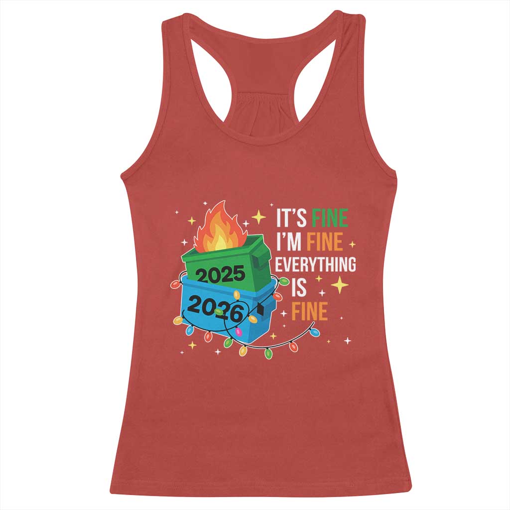 Dumpster Fire Christmas Racerback Tank Top Funny It's Fine I'm Fine Everything Is Fine - Wonder Print Shop