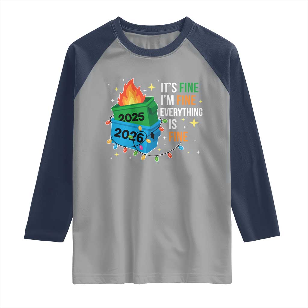 Dumpster Fire Christmas Raglan Shirt Funny It's Fine I'm Fine Everything Is Fine - Wonder Print Shop