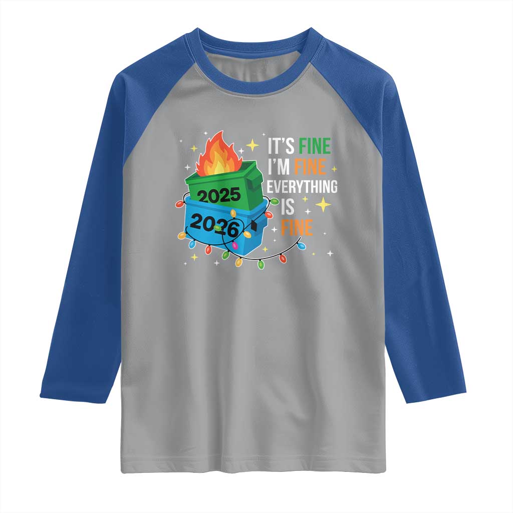 Dumpster Fire Christmas Raglan Shirt Funny It's Fine I'm Fine Everything Is Fine - Wonder Print Shop