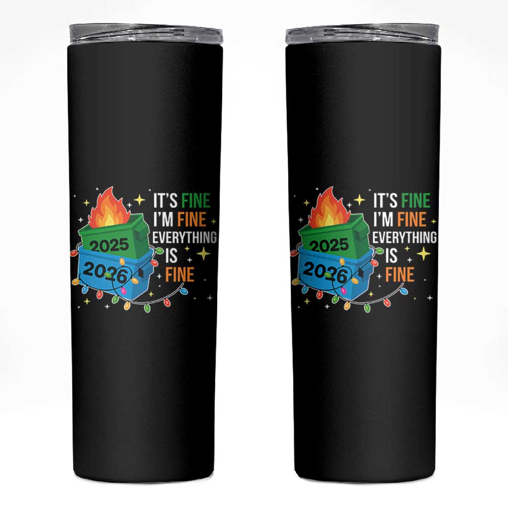 Dumpster Fire Christmas Skinny Tumbler Funny It's Fine I'm Fine Everything Is Fine - Wonder Print Shop