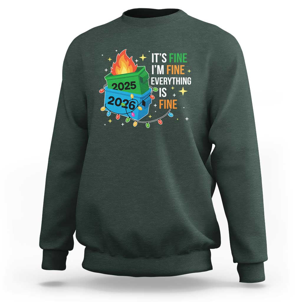 Dumpster Fire Christmas Sweatshirt Funny It's Fine I'm Fine Everything Is Fine - Wonder Print Shop