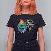Dumpster Fire Christmas T Shirt For Women Funny It's Fine I'm Fine Everything Is Fine - Wonder Print Shop