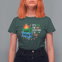 Dumpster Fire Christmas T Shirt For Women Funny It's Fine I'm Fine Everything Is Fine - Wonder Print Shop