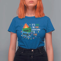 Dumpster Fire Christmas T Shirt For Women Funny It's Fine I'm Fine Everything Is Fine - Wonder Print Shop