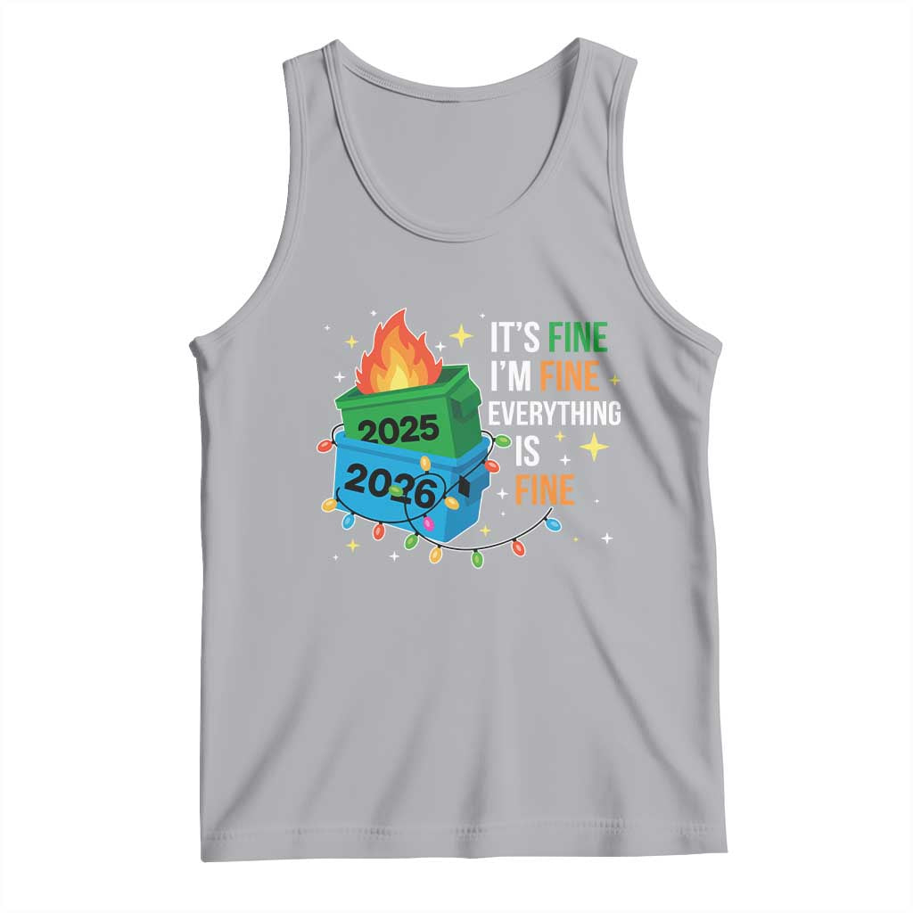 Dumpster Fire Christmas Tank Top Funny It's Fine I'm Fine Everything Is Fine - Wonder Print Shop