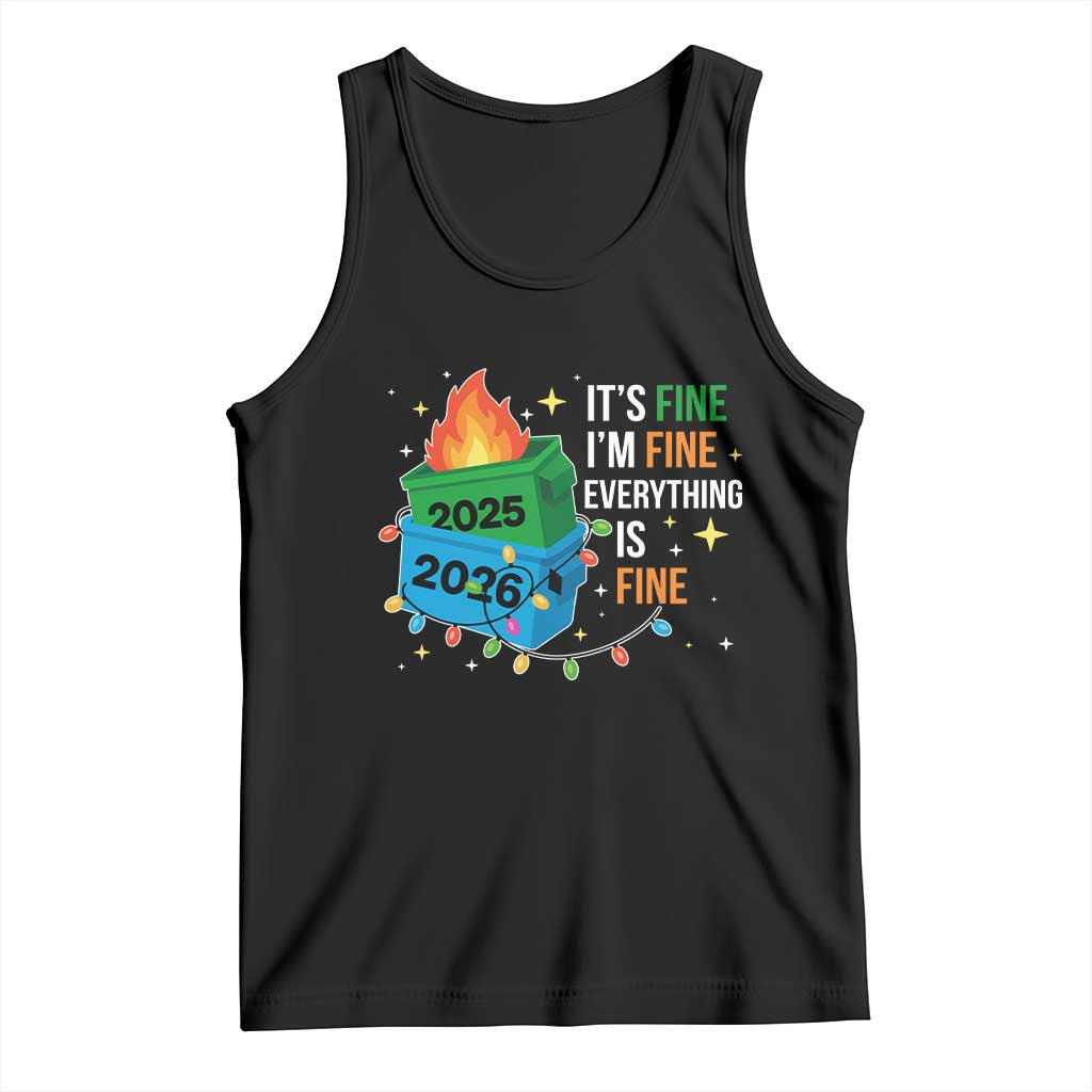 Dumpster Fire Christmas Tank Top Funny It's Fine I'm Fine Everything Is Fine - Wonder Print Shop