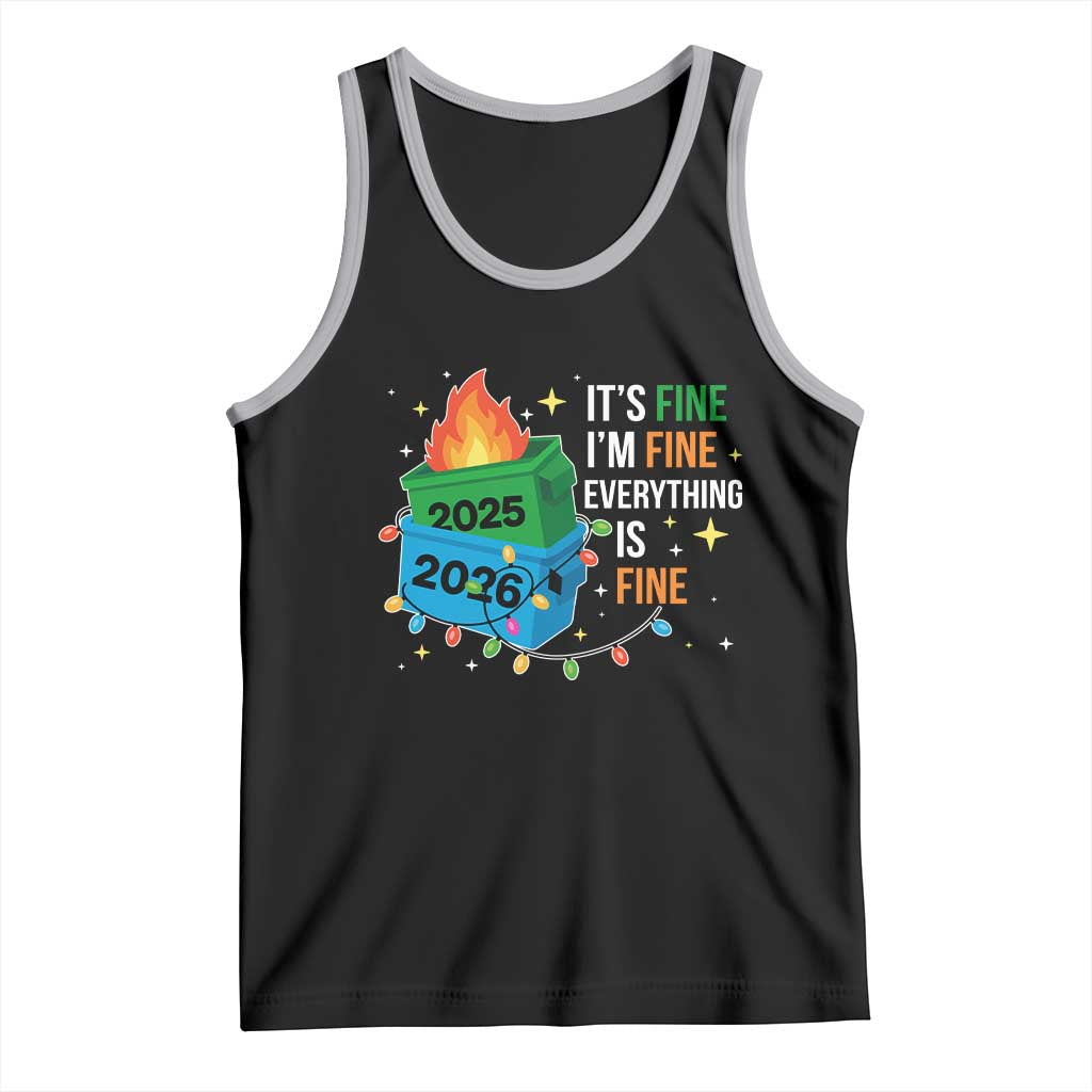 Dumpster Fire Christmas Tank Top Funny It's Fine I'm Fine Everything Is Fine - Wonder Print Shop