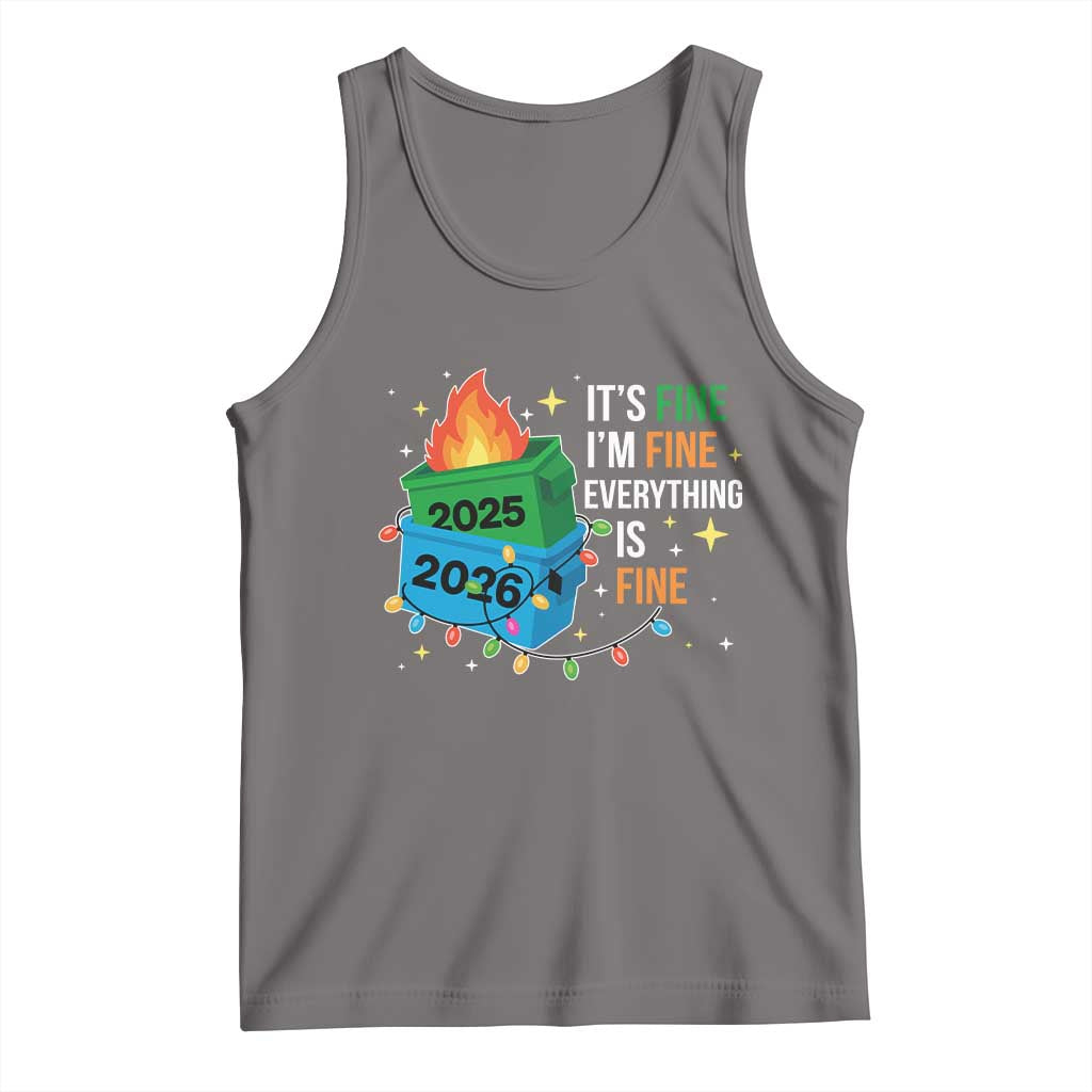 Dumpster Fire Christmas Tank Top Funny It's Fine I'm Fine Everything Is Fine - Wonder Print Shop