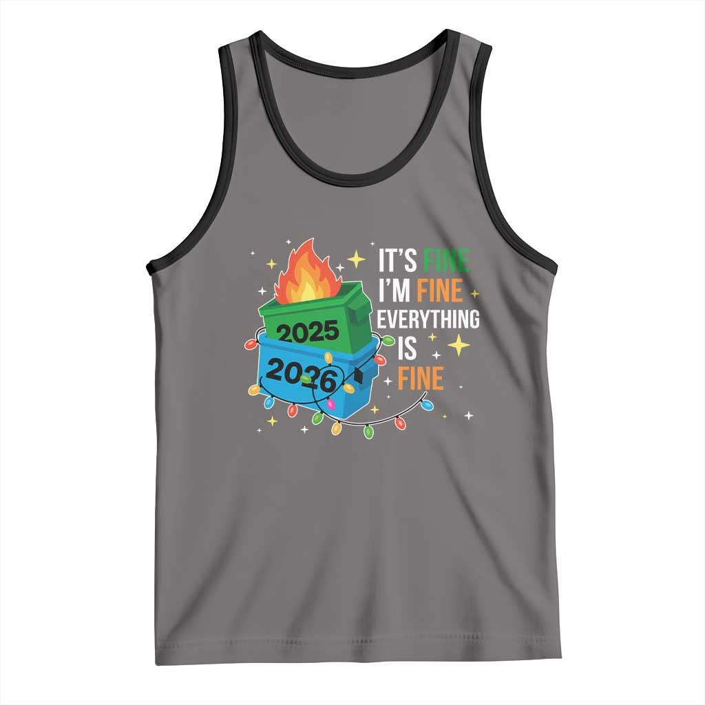 Dumpster Fire Christmas Tank Top Funny It's Fine I'm Fine Everything Is Fine - Wonder Print Shop