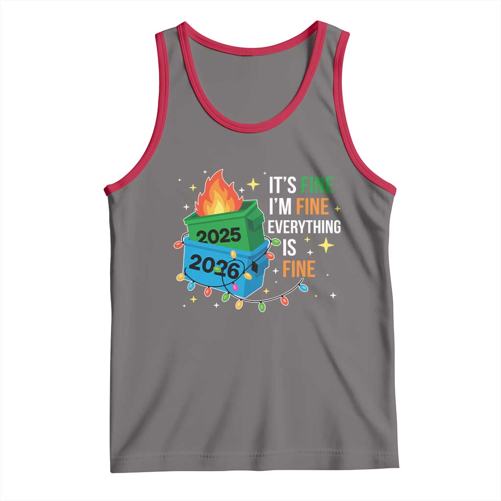 Dumpster Fire Christmas Tank Top Funny It's Fine I'm Fine Everything Is Fine - Wonder Print Shop