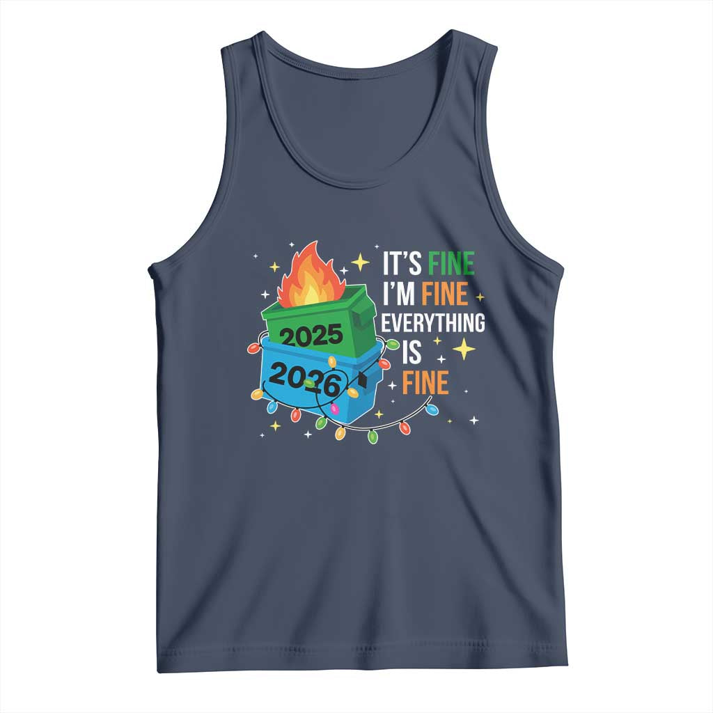 Dumpster Fire Christmas Tank Top Funny It's Fine I'm Fine Everything Is Fine - Wonder Print Shop