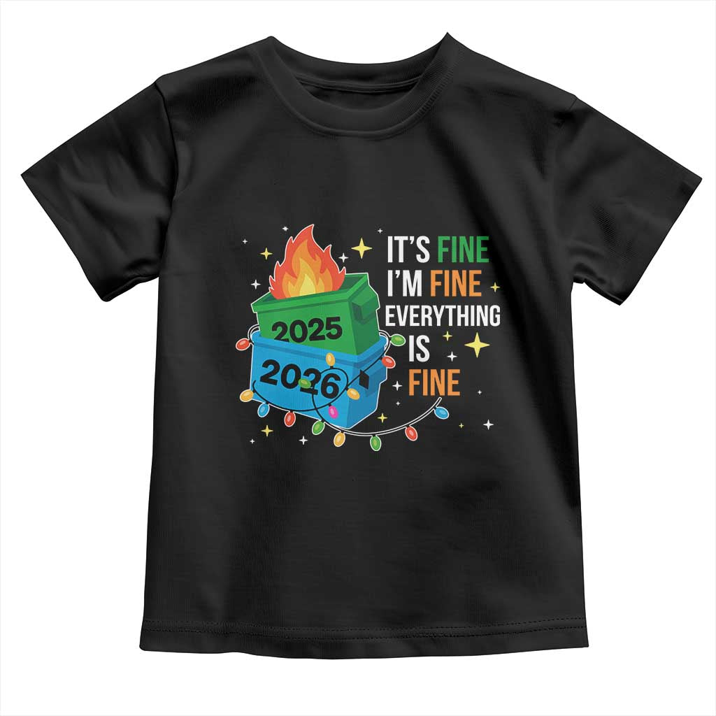 Dumpster Fire Christmas Toddler T Shirt Funny It's Fine I'm Fine Everything Is Fine - Wonder Print Shop