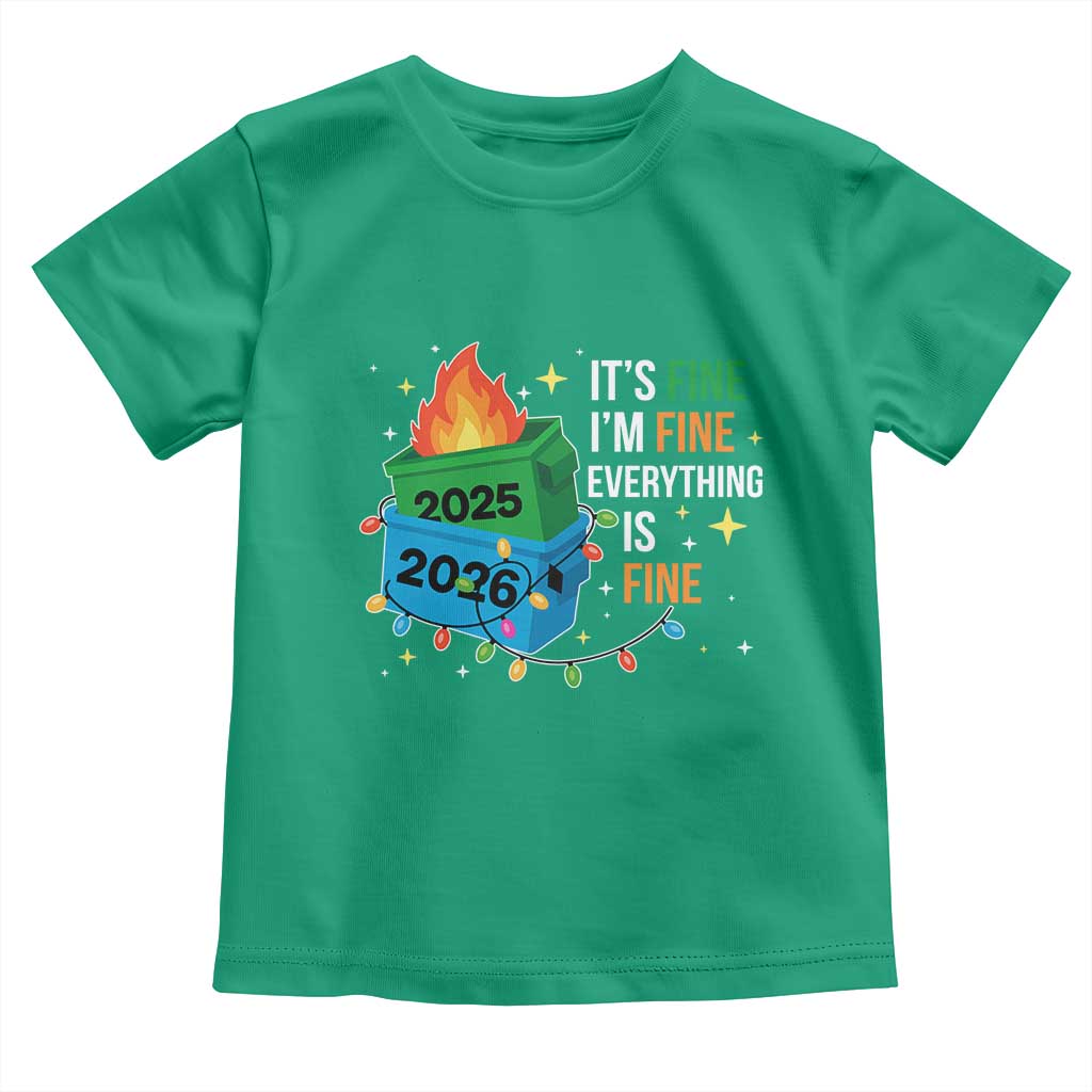 Dumpster Fire Christmas Toddler T Shirt Funny It's Fine I'm Fine Everything Is Fine - Wonder Print Shop