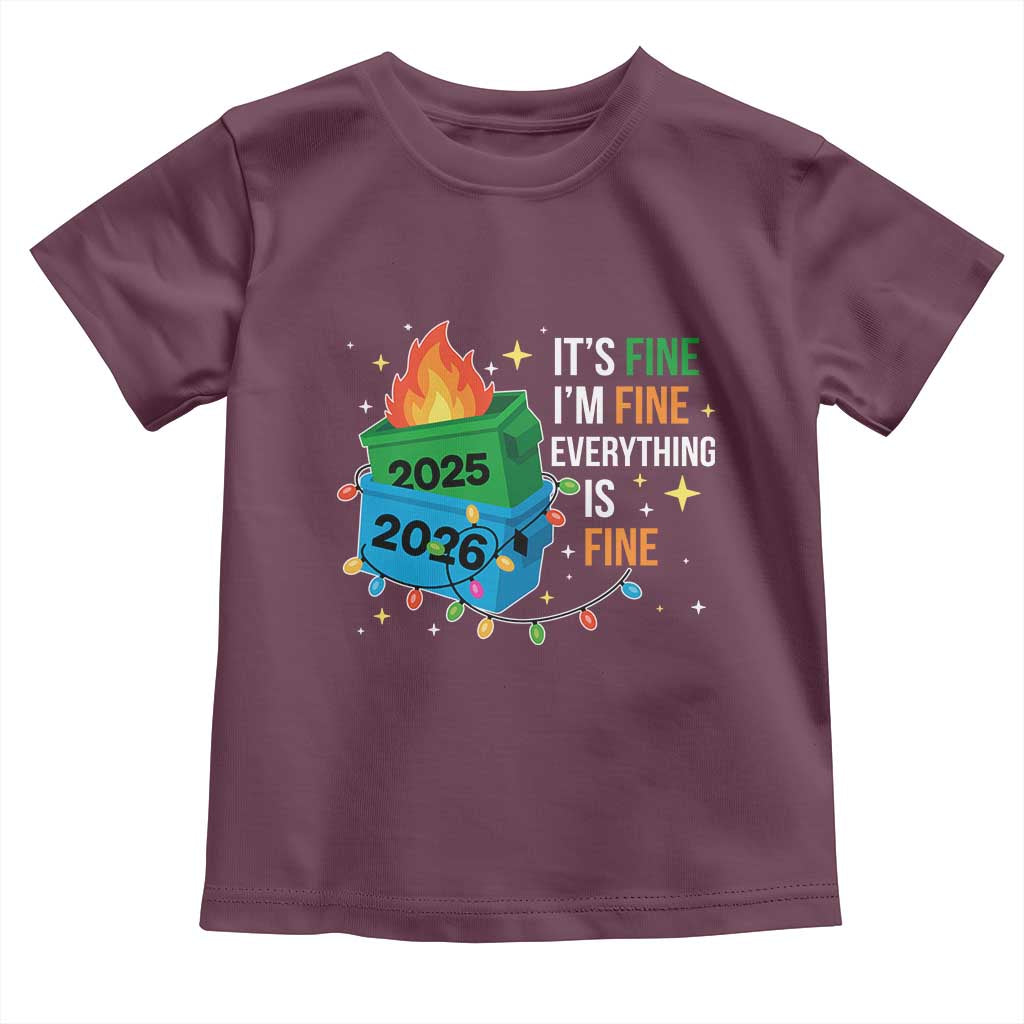 Dumpster Fire Christmas Toddler T Shirt Funny It's Fine I'm Fine Everything Is Fine - Wonder Print Shop