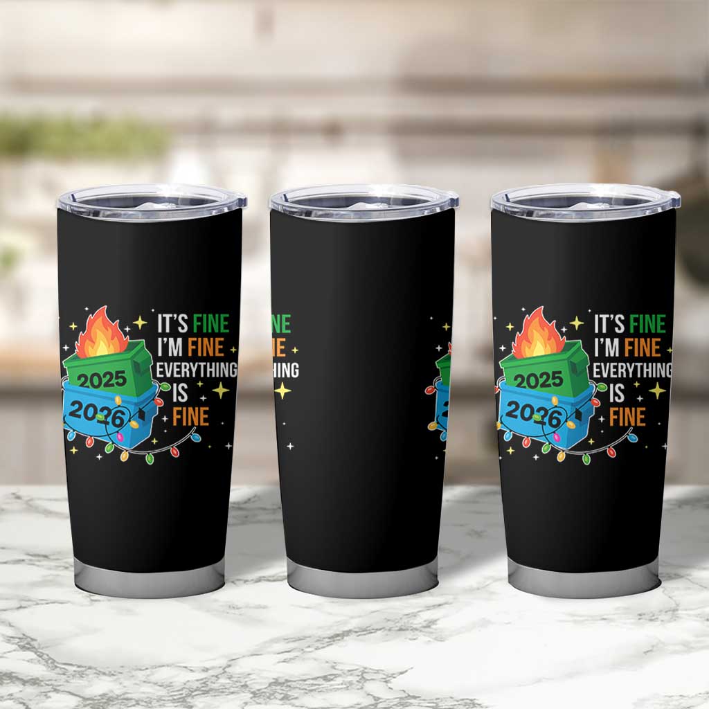 Dumpster Fire Christmas Tumbler Cup Funny It's Fine I'm Fine Everything Is Fine - Wonder Print Shop