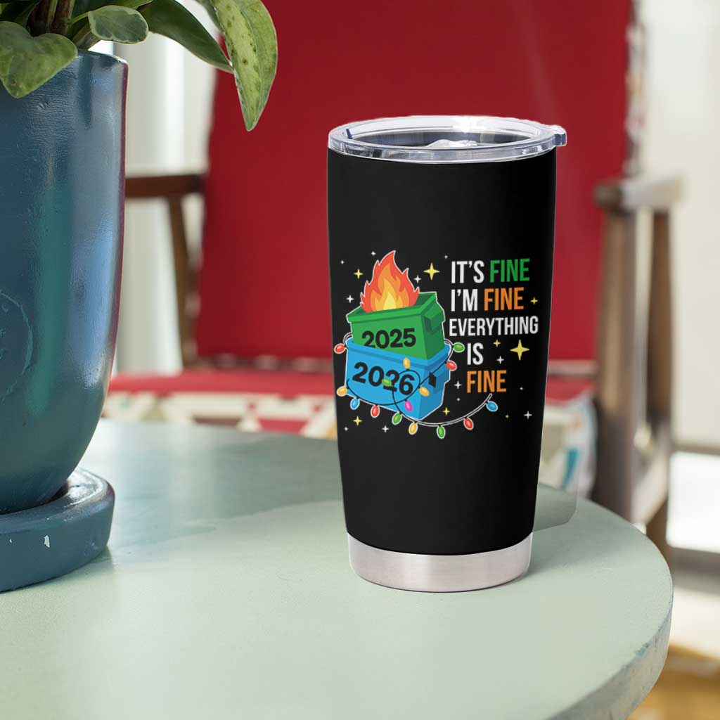 Dumpster Fire Christmas Tumbler Cup Funny It's Fine I'm Fine Everything Is Fine - Wonder Print Shop