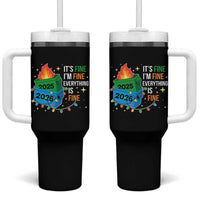 Dumpster Fire Christmas Tumbler With Handle Funny It's Fine I'm Fine Everything Is Fine - Wonder Print Shop