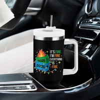 Dumpster Fire Christmas Tumbler With Handle Funny It's Fine I'm Fine Everything Is Fine - Wonder Print Shop