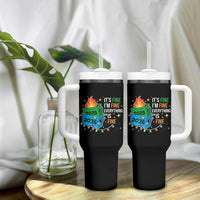 Dumpster Fire Christmas Tumbler With Handle Funny It's Fine I'm Fine Everything Is Fine - Wonder Print Shop