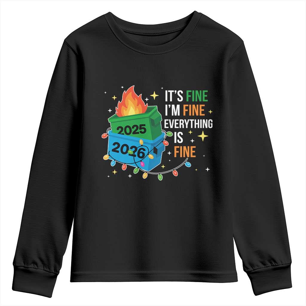 Dumpster Fire Christmas Youth Sweatshirt Funny It's Fine I'm Fine Everything Is Fine - Wonder Print Shop