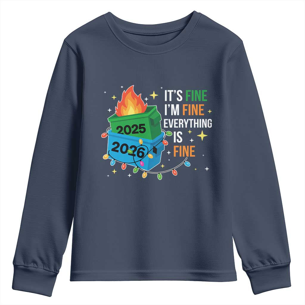 Dumpster Fire Christmas Youth Sweatshirt Funny It's Fine I'm Fine Everything Is Fine - Wonder Print Shop