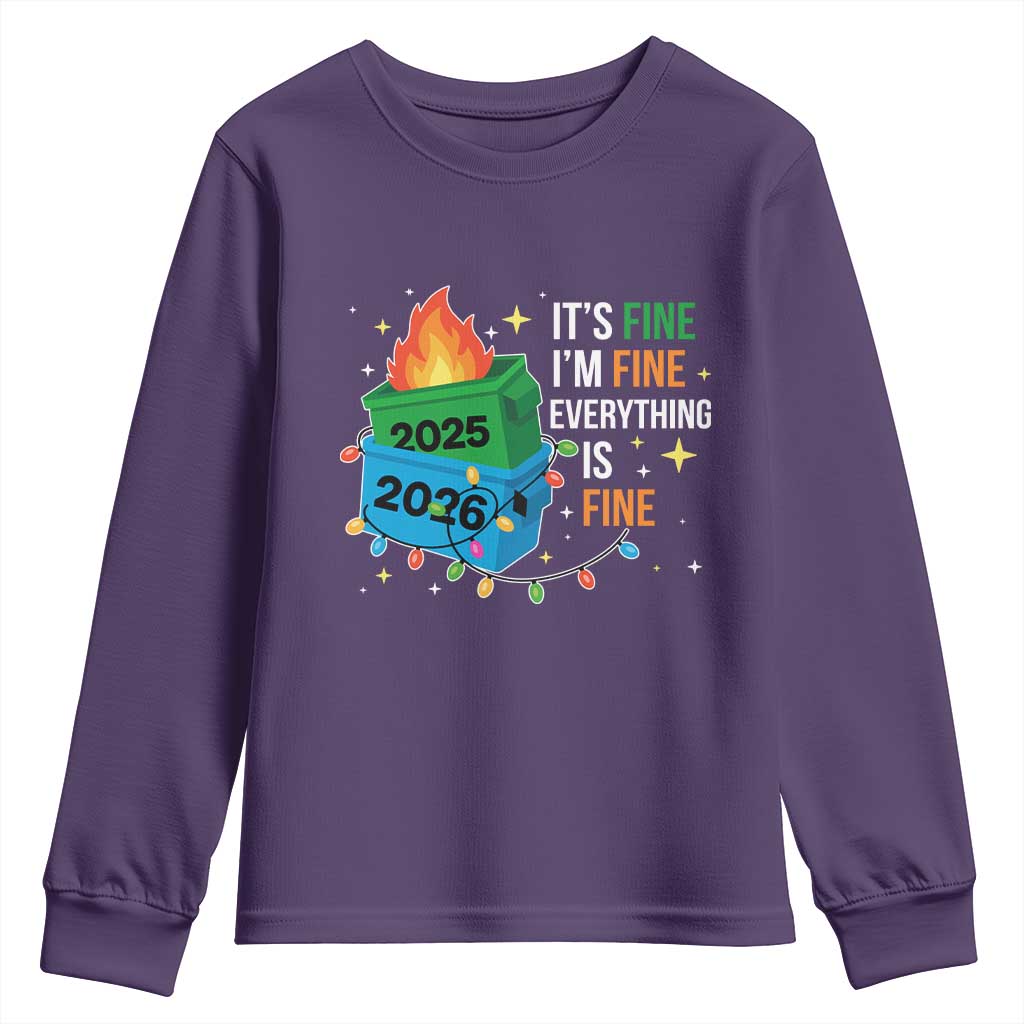 Dumpster Fire Christmas Youth Sweatshirt Funny It's Fine I'm Fine Everything Is Fine - Wonder Print Shop