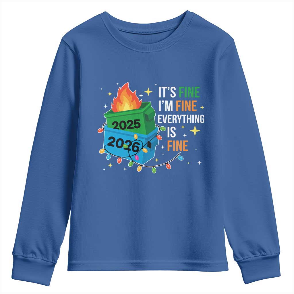 Dumpster Fire Christmas Youth Sweatshirt Funny It's Fine I'm Fine Everything Is Fine - Wonder Print Shop