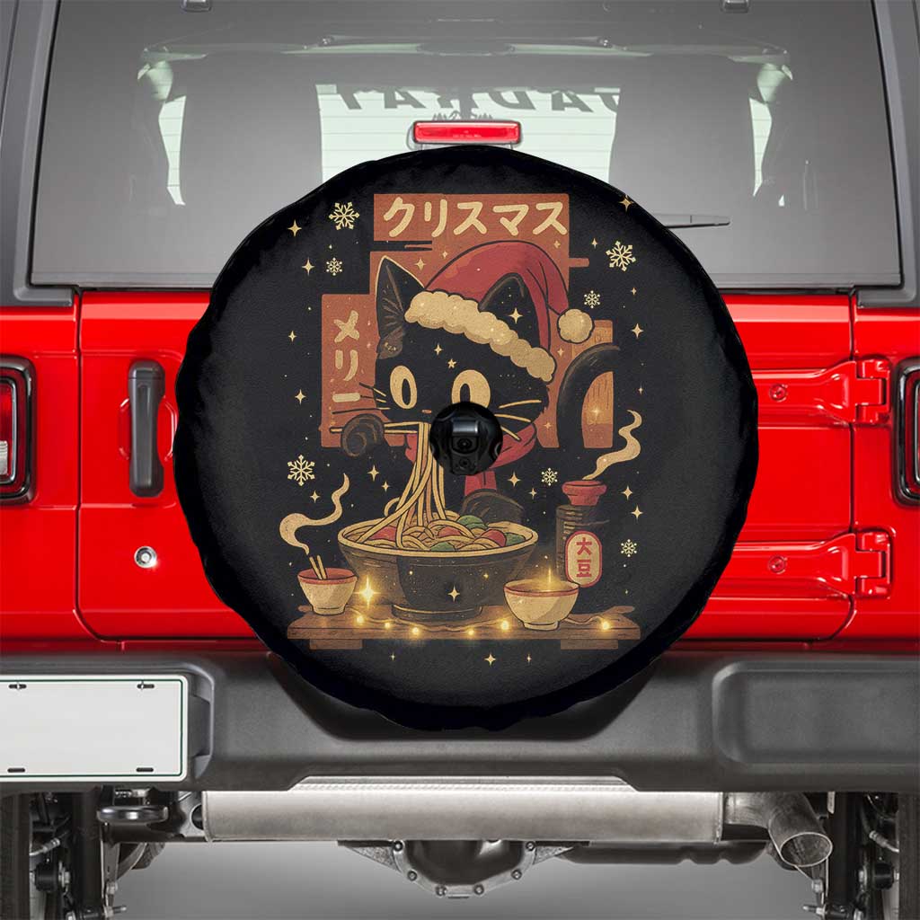 Funny Christmas Cat Ramen Spare Tire Cover Xmas Japanese Kawaii Anime Cat - Wonder Print Shop