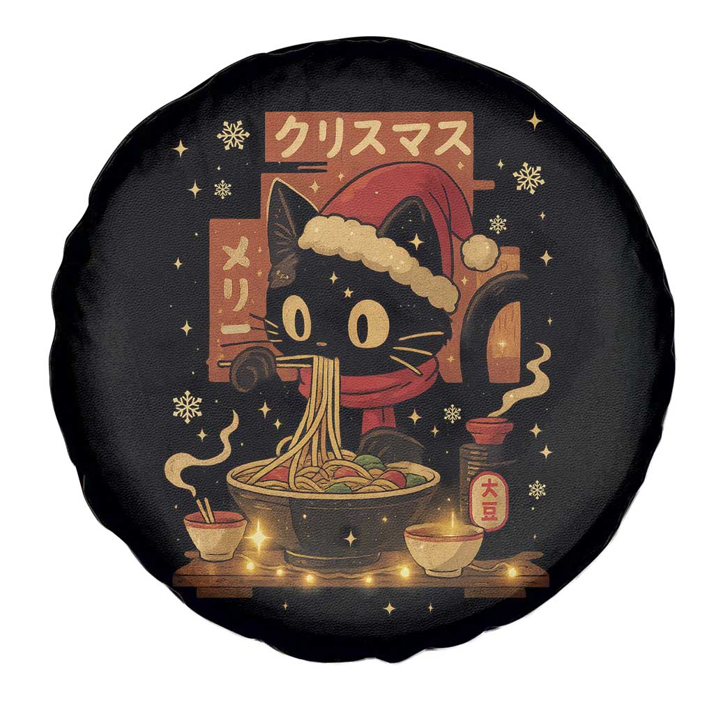 Funny Christmas Cat Ramen Spare Tire Cover Xmas Japanese Kawaii Anime Cat - Wonder Print Shop