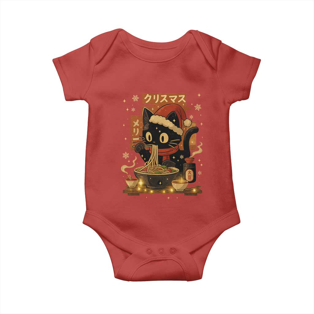 Funny Christmas Cat Ramen Baby Onesie Xmas Japanese Kawaii Anime Cat - Wonder Print Shop