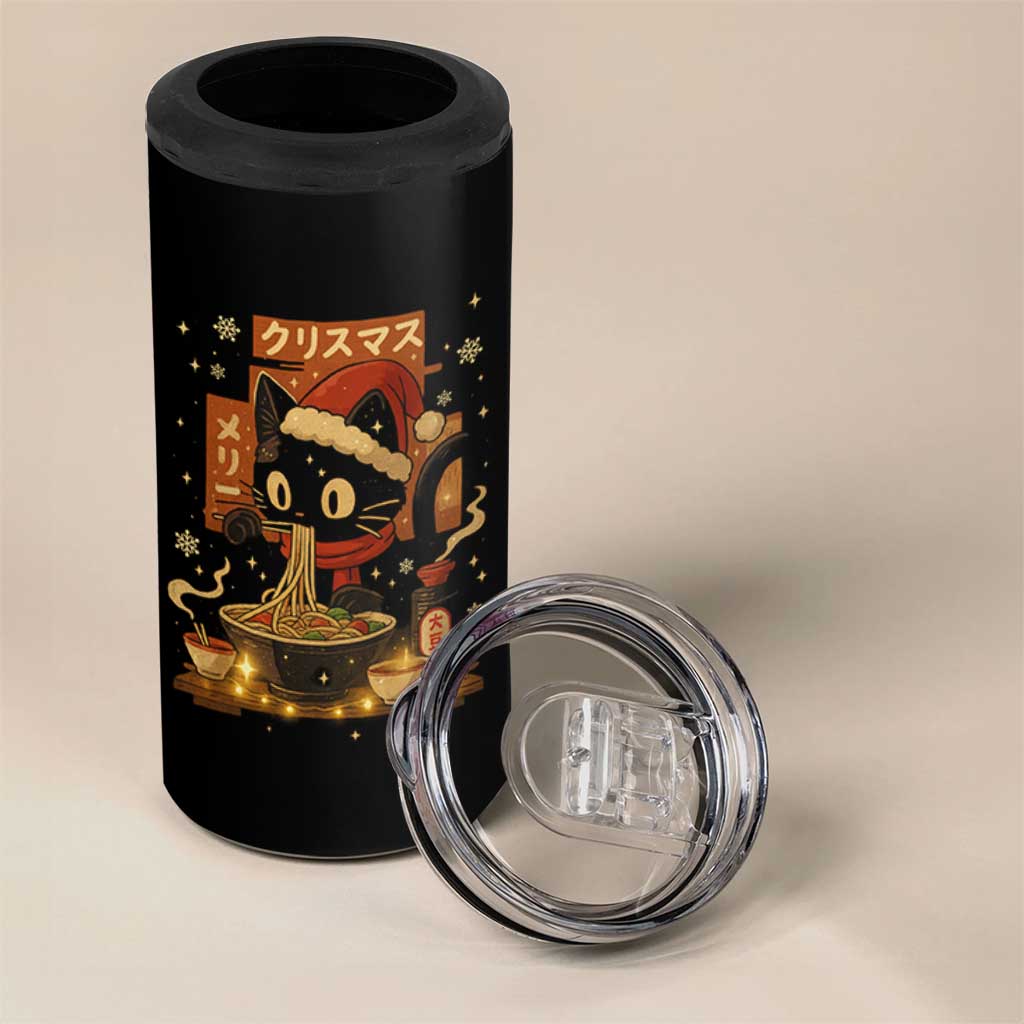 Funny Christmas Cat Ramen 4 in 1 Can Cooler Tumbler Xmas Japanese Kawaii Anime Cat - Wonder Print Shop