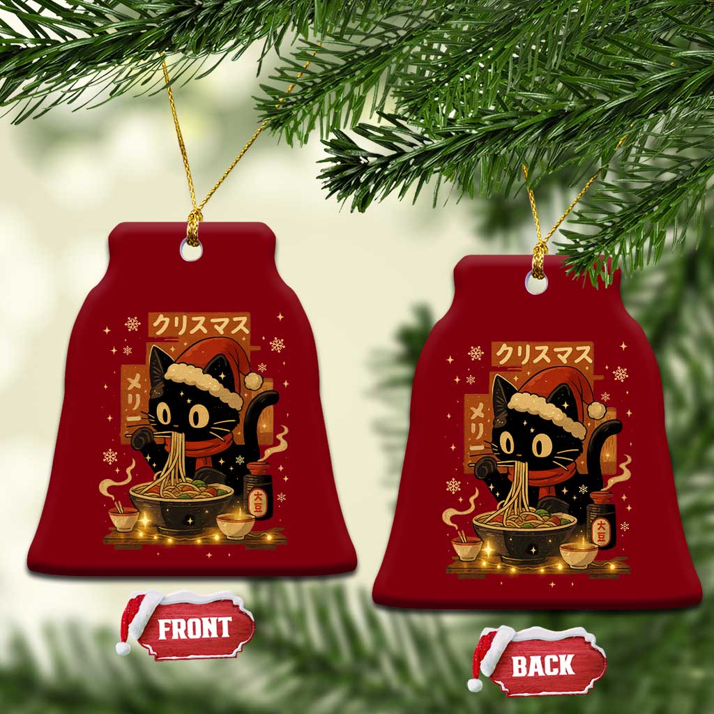 Funny Christmas Cat Ramen Ceramic Ornament Xmas Japanese Kawaii Anime Cat - Wonder Print Shop