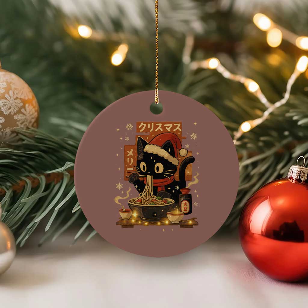 Funny Christmas Cat Ramen Ceramic Ornament Xmas Japanese Kawaii Anime Cat - Wonder Print Shop